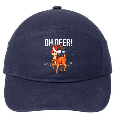 Oh Deer Christmas Holiday Vintage Gift 7-Panel Snapback Hat