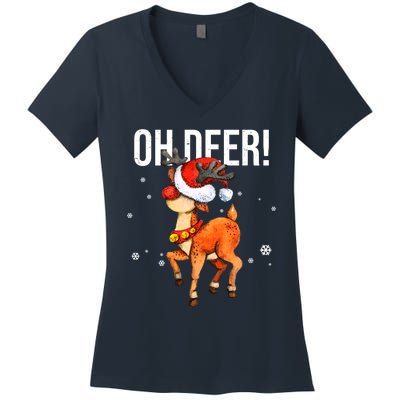 Oh Deer Christmas Holiday Vintage Gift Women's V-Neck T-Shirt