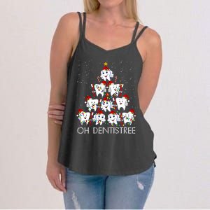 Oh Dentistree Cute Tooth Christmas Tree Merry Christmas Great Gift Women's Strappy Tank