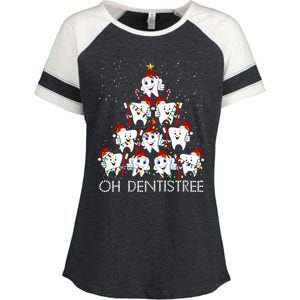 Oh Dentistree Cute Tooth Christmas Tree Merry Christmas Great Gift Enza Ladies Jersey Colorblock Tee