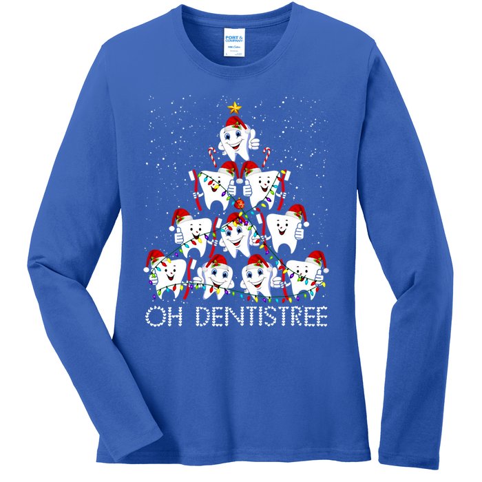 Oh Dentistree Cute Tooth Christmas Tree Merry Christmas Great Gift Ladies Long Sleeve Shirt