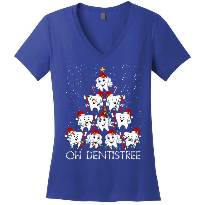 Oh Dentistree Cute Tooth Christmas Tree Merry Christmas Great Gift Women's V-Neck T-Shirt