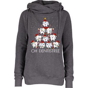 Oh Dentistree Cute Tooth Christmas Tree Merry Christmas Great Gift Womens Funnel Neck Pullover Hood