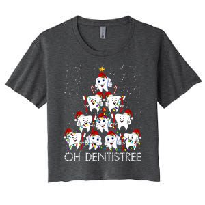 Oh Dentistree Cute Tooth Christmas Tree Merry Christmas Great Gift Women's Crop Top Tee