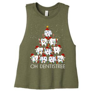 Oh Dentistree Cute Tooth Christmas Tree Merry Christmas Great Gift Women's Racerback Cropped Tank