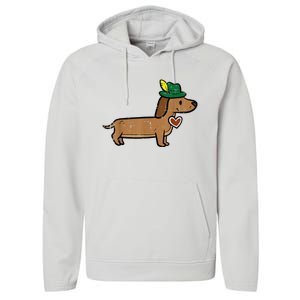 Oktoberfest Dachshund Cute Sausage Dog German Performance Fleece Hoodie