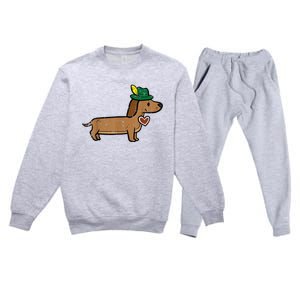 Oktoberfest Dachshund Cute Sausage Dog German Premium Crewneck Sweatsuit Set