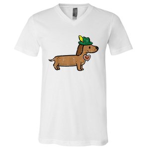 Oktoberfest Dachshund Cute Sausage Dog German V-Neck T-Shirt