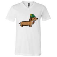 Oktoberfest Dachshund Cute Sausage Dog German V-Neck T-Shirt