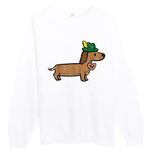 Oktoberfest Dachshund Cute Sausage Dog German Premium Crewneck Sweatshirt