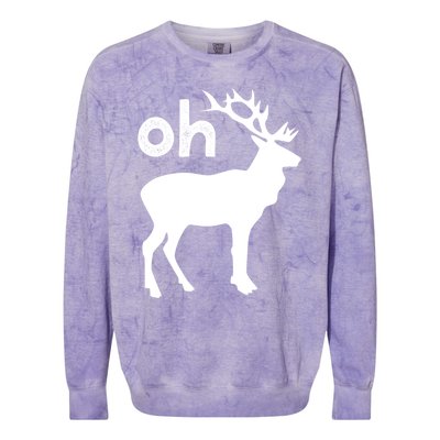 Oh Deer Christmas Gift Funny Reindeer Pun Ugly Gift Colorblast Crewneck Sweatshirt