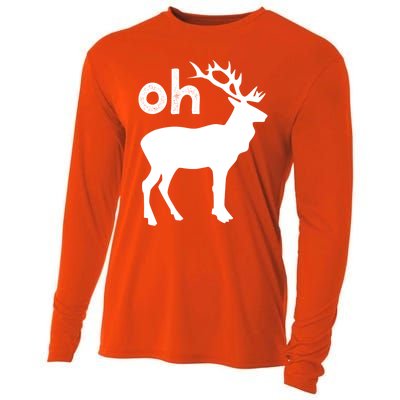 Oh Deer Christmas Gift Funny Reindeer Pun Ugly Gift Cooling Performance Long Sleeve Crew