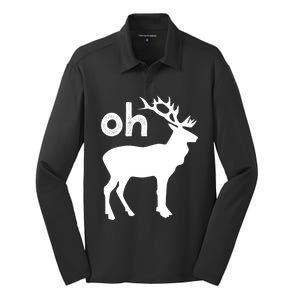 Oh Deer Christmas Gift Funny Reindeer Pun Ugly Gift Silk Touch Performance Long Sleeve Polo