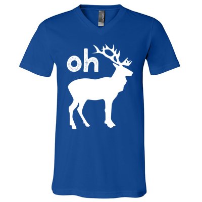 Oh Deer Christmas Gift Funny Reindeer Pun Ugly Gift V-Neck T-Shirt