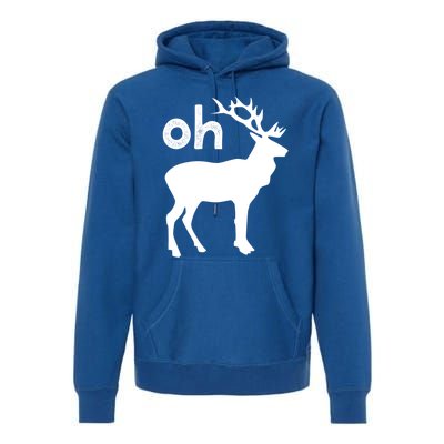 Oh Deer Christmas Gift Funny Reindeer Pun Ugly Gift Premium Hoodie