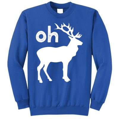 Oh Deer Christmas Gift Funny Reindeer Pun Ugly Gift Tall Sweatshirt