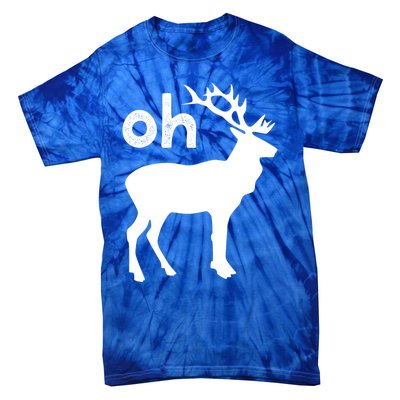 Oh Deer Christmas Gift Funny Reindeer Pun Ugly Gift Tie-Dye T-Shirt