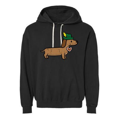 Oktoberfest Dachshund Cute Sausage Dog German Garment-Dyed Fleece Hoodie