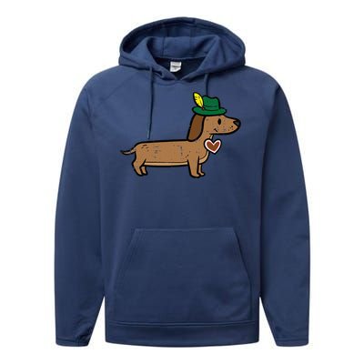 Oktoberfest Dachshund Cute Sausage Dog German Performance Fleece Hoodie