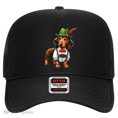 Oktoberfest Dachshund Cute Sausage Dog German High Crown Mesh Back Trucker Hat