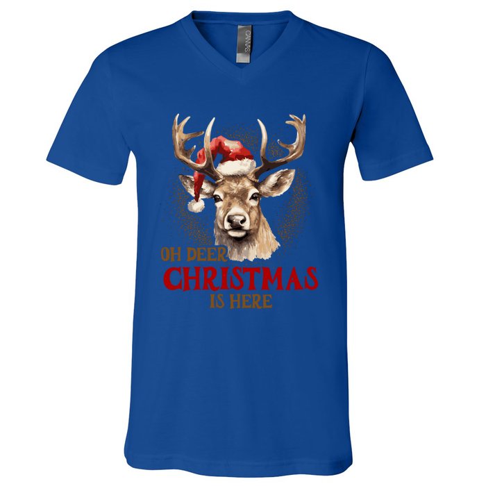 Oh Deer Christmas Is Here S Product Great Gift V-Neck T-Shirt