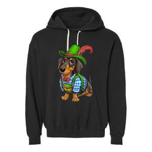 Oktoberfest Dachshund Cute Sausage Dog German Garment-Dyed Fleece Hoodie