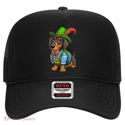 Oktoberfest Dachshund Cute Sausage Dog German High Crown Mesh Back Trucker Hat