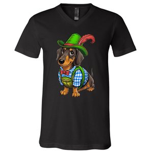 Oktoberfest Dachshund Cute Sausage Dog German V-Neck T-Shirt