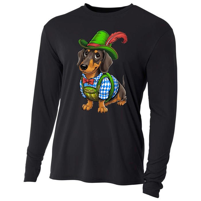 Oktoberfest Dachshund Cute Sausage Dog German Cooling Performance Long Sleeve Crew