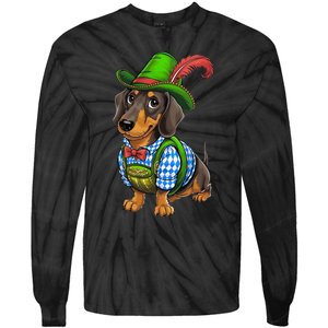 Oktoberfest Dachshund Cute Sausage Dog German Tie-Dye Long Sleeve Shirt