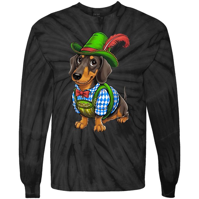 Oktoberfest Dachshund Cute Sausage Dog German Tie-Dye Long Sleeve Shirt