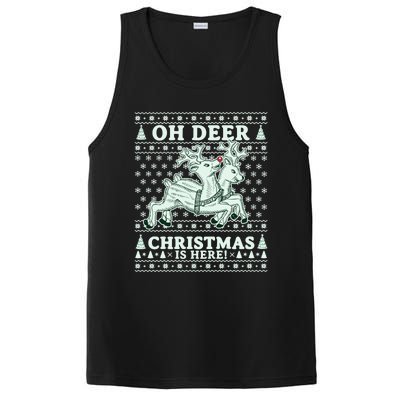 Oh Deer Christmas Is Here Reindeer Ugly Christmas Sweater Gift PosiCharge Competitor Tank