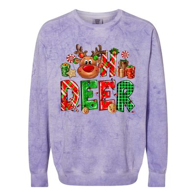 Oh Deer Christmas Light Pajama Cute Reindeer Xmas Decoration Gift Colorblast Crewneck Sweatshirt