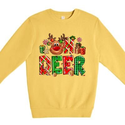 Oh Deer Christmas Light Pajama Cute Reindeer Xmas Decoration Gift Premium Crewneck Sweatshirt