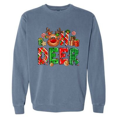 Oh Deer Christmas Light Pajama Cute Reindeer Xmas Decoration Gift Garment-Dyed Sweatshirt