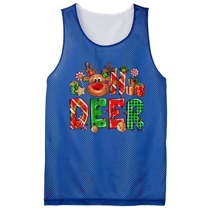 Oh Deer Christmas Light Pajama Cute Reindeer Xmas Decoration Gift Mesh Reversible Basketball Jersey Tank