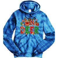 Oh Deer Christmas Light Pajama Cute Reindeer Xmas Decoration Gift Tie Dye Hoodie