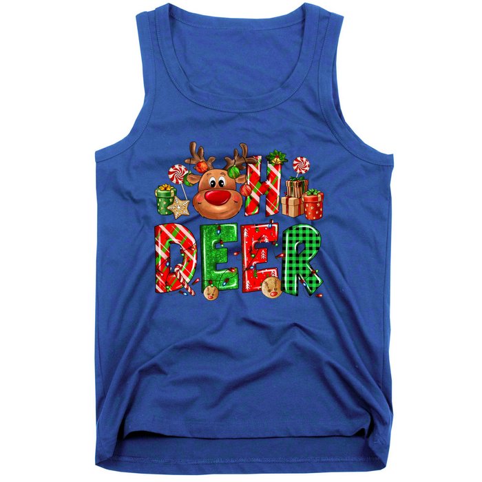 Oh Deer Christmas Light Pajama Cute Reindeer Xmas Decoration Gift Tank Top