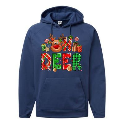 Oh Deer Christmas Light Pajama Cute Reindeer Xmas Decoration Gift Performance Fleece Hoodie