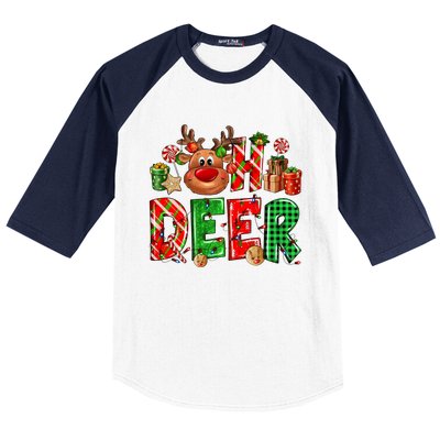 Oh Deer Christmas Light Pajama Cute Reindeer Xmas Decoration Gift Baseball Sleeve Shirt