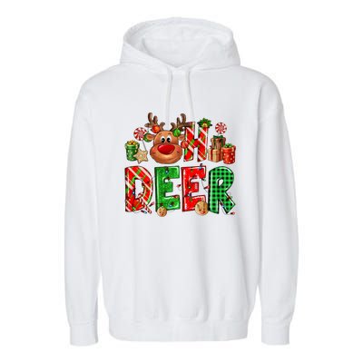 Oh Deer Christmas Light Pajama Cute Reindeer Xmas Decoration Gift Garment-Dyed Fleece Hoodie