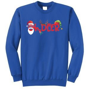 Oh Deer Christmas T Santa Reindeer And Elf Hat Cute Gift Sweatshirt