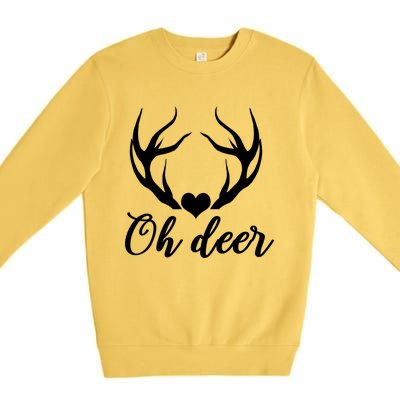 Oh Deer Cute Christmas Hunter Great Gift Premium Crewneck Sweatshirt