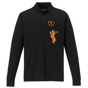 Oktoberfest Dog Corgi Pretzel German Bavarian Performance Long Sleeve Polo