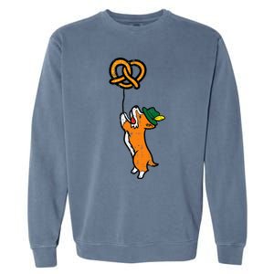 Oktoberfest Dog Corgi Pretzel German Bavarian Garment-Dyed Sweatshirt