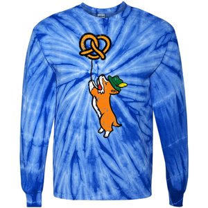 Oktoberfest Dog Corgi Pretzel German Bavarian Tie-Dye Long Sleeve Shirt