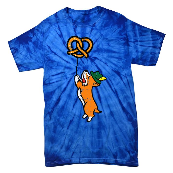 Oktoberfest Dog Corgi Pretzel German Bavarian Tie-Dye T-Shirt