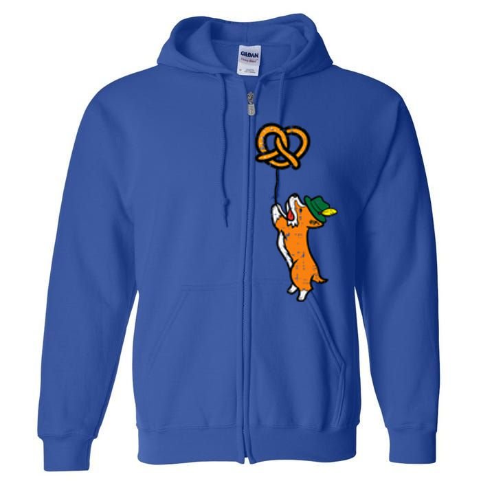 Oktoberfest Dog Corgi Pretzel German Bavarian Full Zip Hoodie