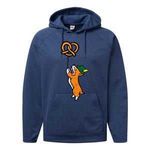 Oktoberfest Dog Corgi Pretzel German Bavarian Performance Fleece Hoodie