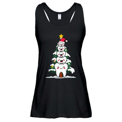 Oh Dentistree Christmas Tree Teeth Dentistry Dental Dentist Ladies Essential Flowy Tank